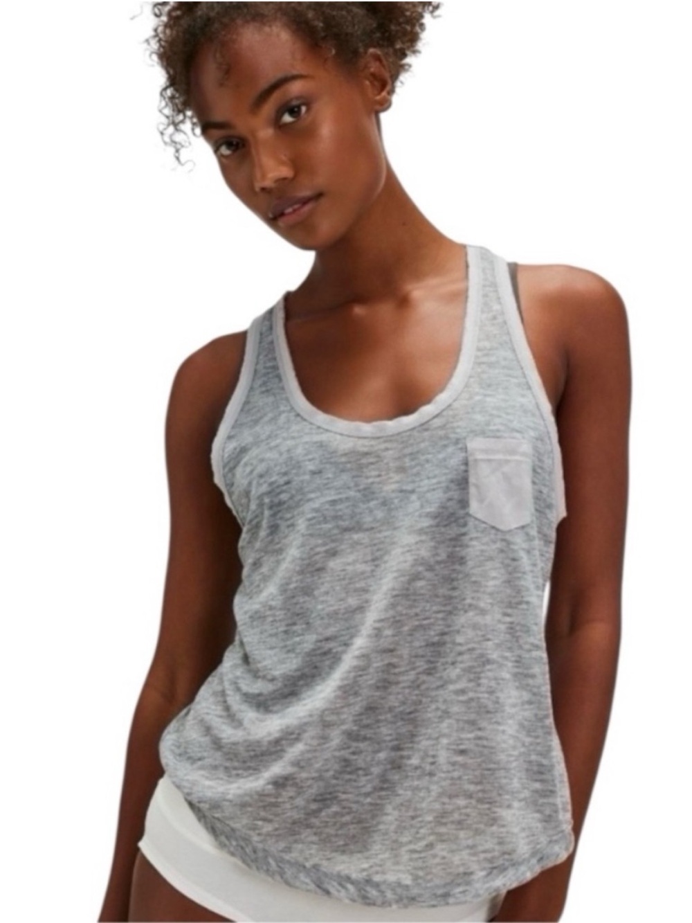 FREE PEOPLE Seize the Day Lightweight Grey Pocket Muscle Tank Top XS